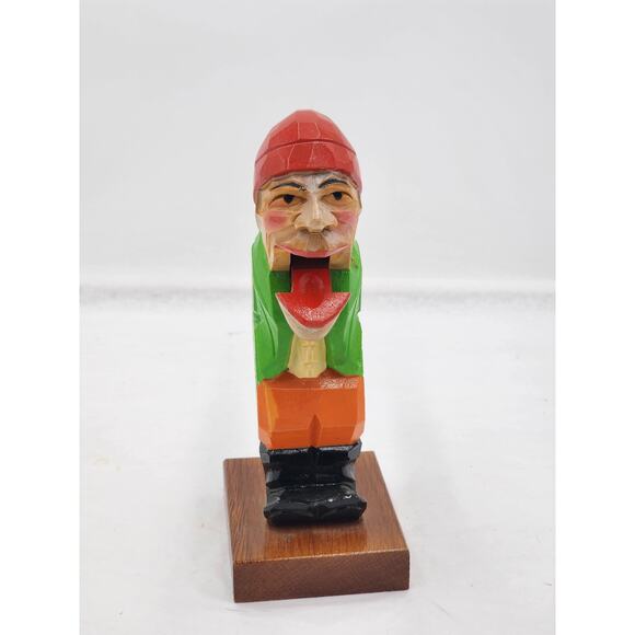 Nutcracker German Fisherman Fishing Hand Wood Carved Vintage Rare 9" - Picture 7 of 10